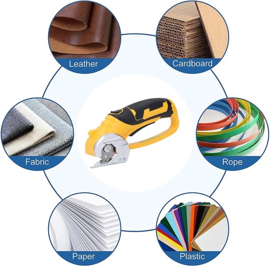 Flintronic Draadloze Elektrische Schaar, Elektrische Doos Kartonnen Cutter Met 2 Blades, Power Rotary Fabric Cutter Met Veiligheid Lock & LED Licht, elektrische schaar voor het snijden van stof karton