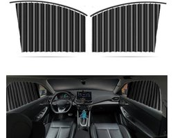 Zonnescherm Auto Zijruit - 2 Stuks - 80cm x 45cm - UV Protectie - Zonnescherm Auto Baby & Kind - Zonwering Auto - Zonwering Raam - Auto Zonnescherm - Zonwering Zijruiten - Bescherming Tegen de Zon en Houdt Koel - Auto Accessoires - Zwart