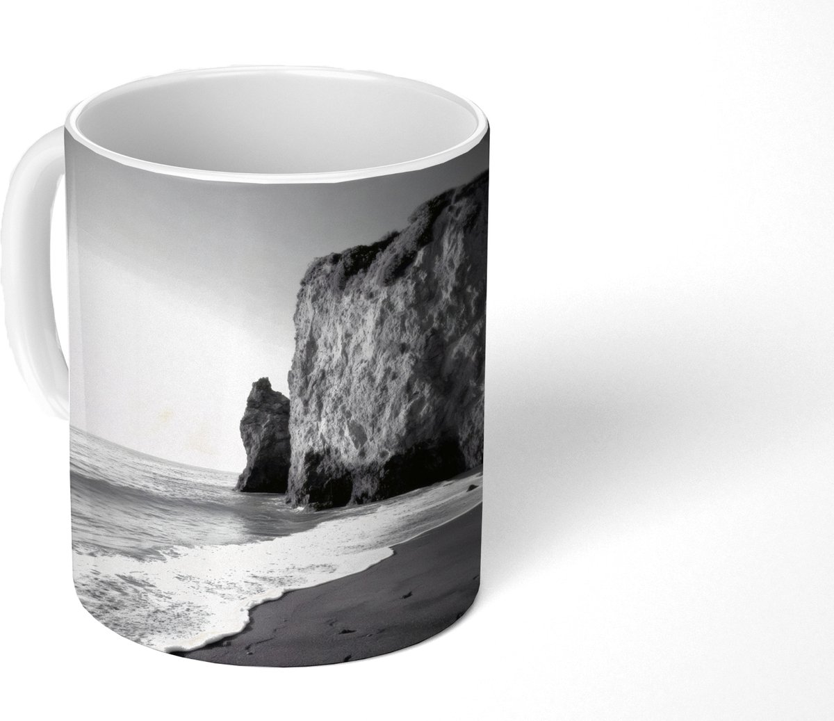 Mok - Koffiemok - Strand - Klif - Golven - Voetstappen - Mokken - 350 ML - Beker - Koffiemokken - Theemok