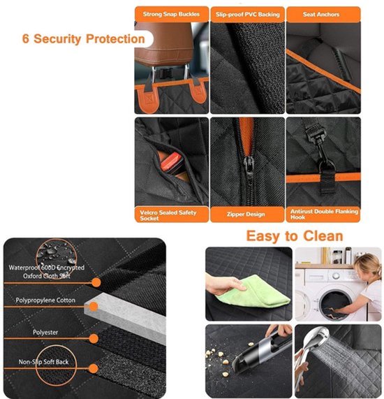 Hondendeken voor de achterbank, 4-in-1 autodeken voor honden, met zijbescherming en kijkvenster, waterdicht, antislip, veiligheidsgordel, voor auto, bestelwagen, SUV, 137 x 147 cm van Vivi Bear — afbeelding 3