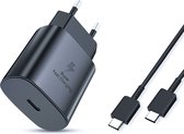 Originele Snellader S-Combines – Oplader - USB-C naar USB-C - 25W (1 meter)- Geschikt voor Samsung A56 / A36 / A26 / S25 / S25 Ultra / S25 Edge / A16 / A25 / A55 /S20 Ultra / S21 / S22 / S23 / S23 FE / S24 / S24 Ultra / S24 F - Zwart