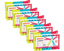 Plasticforte Wasknijpers XL formaat - 100x stuks - felle kleuren mix - kunststof - 10 cm - Was ophangen