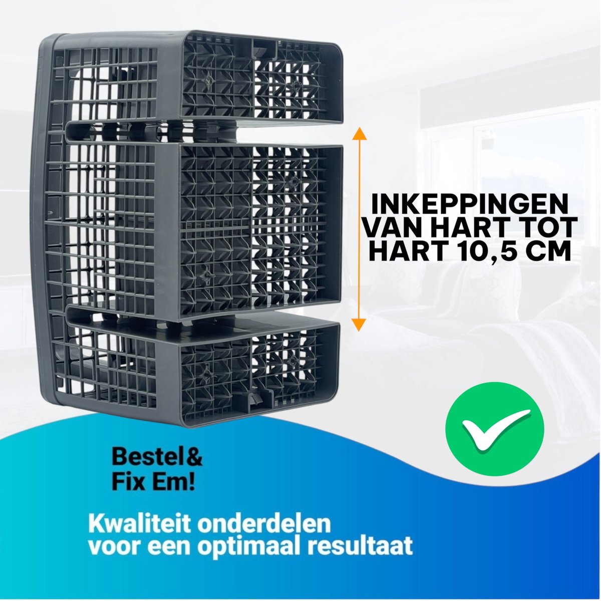 Fixem® Bestekmandje voor Vaatwasser - Stevige bodem structuur - Geschikt voor meerdere merken vaatwassers - Bestek korf - 21x22x13.5 cm - met inkepingen — afbeelding 4