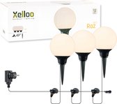 Set van 3 Xelloo Roz tuinlampen met stekker, transformator en kabel.