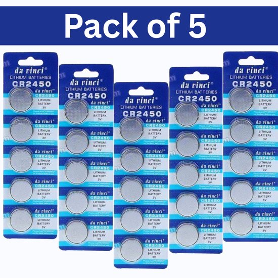 Piles bouton au lithium CR2450 – Piles bouton 3 V (lot de 5) pour montres, speelgoed, télécommandes et plus encore