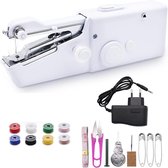 Naaimachine, voor kinderen en beginners, vrije arm, elektrische naaimachines, mini met voetpedaal, automatische voor- en achteruit, stroom en batterijvoeding, thuis, ledlicht, wit/roze