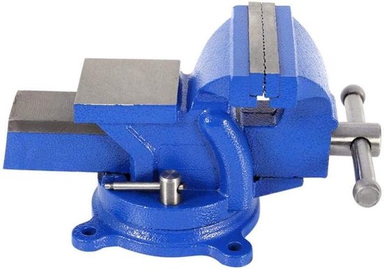 HRB Robuuste bankschroef 125 mm kaakbreedte voor werkbank 360° draaibaar (spanwijdte 120 mm, gewicht 8,5 kg
