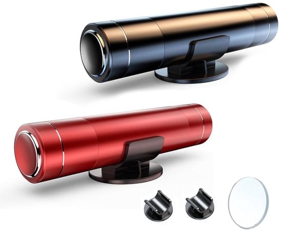 Marteau de sécurité - 2 pièces - Brise-vitre d'urgence et coupe-ceinture de sécurité (noir et rouge) - Comprend un verre d'essai - 10 x 2 cm