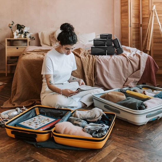 Reisorganisator Set - Bagage Kubussen - Ruimte Besparen - Compressie Ontwerp - 4 Delig - Lichtblauw — afbeelding 5