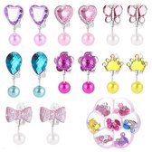 7 paires - Boucles d'oreilles - Boucles d'oreilles à clip tendance - Boucles d'oreilles pour enfants - Boucles d'oreilles colorées - Cadeaux de fête - Bijoux de déguisement - Pour filles - Pour oreilles non percées