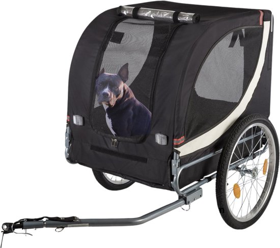 HiPet 2-in-1 Hondenfietskar / Hondenkar en Buggy - Zwart/Grijs - Maat L - Max. 40 kg - Inklapbaar - Met Regenhoes & Veiligheidsvlag