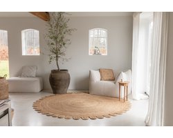 Carpet Studio Jute Vloerkleed Rond - Ø160 cm - Tapijt Woonkamer en Slaapkamer - Gevlochten Kleed Jute