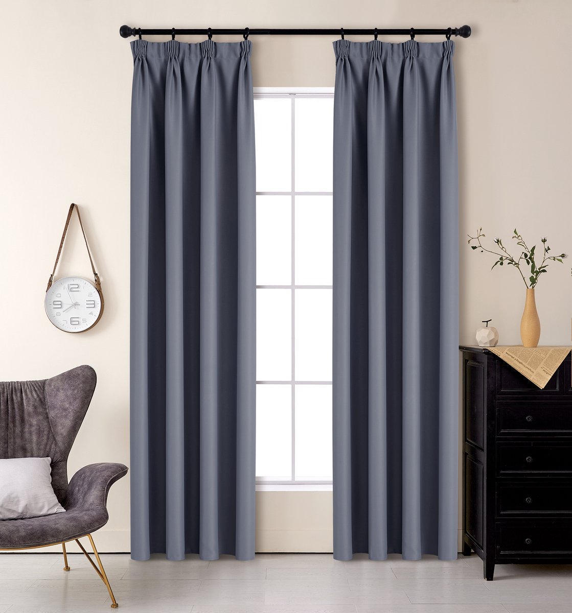 SB Line Verduisterend Gordijn – 140 x 260 cm – Met Plooiband – Donker Grijs