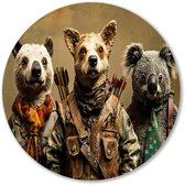 Avontuurlijke dieren in realisme - Dieren muurcirkel - Ronde muurdecoratie fauna - Hyperrealisme - Ronde Forex prints - Muurkunst slaapkamer - muurcirkel forex 40x40 cm