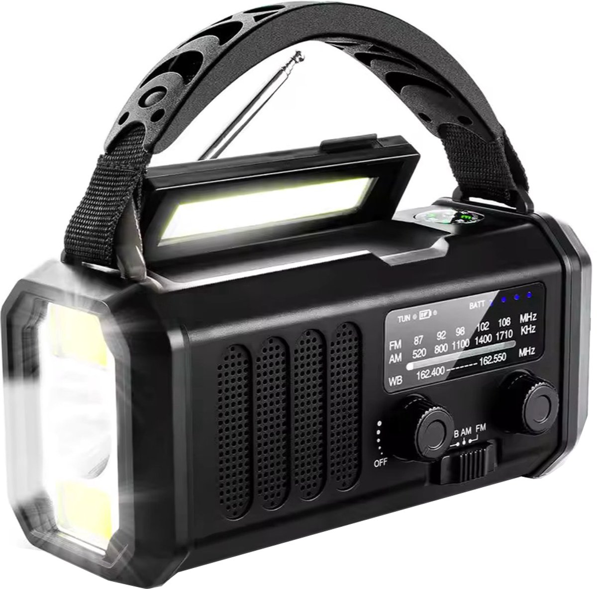 DAILY TOYS® Noodradio - Solar Opwindbaar 10.000mAh - MODEL 2024 - Solar powerbank Zonneenergie - Survival Noodpakket - Zaklamp Oplaadbaar - Noodpakket – Noodrantsoen