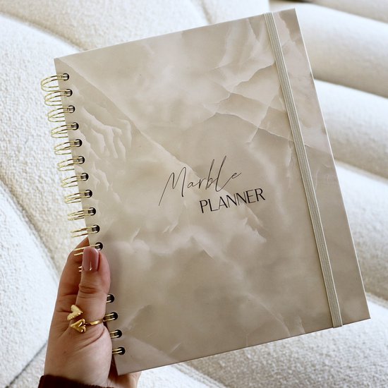 Marble Planner Ongedateerde Agenda - To Do Planner voor Dag / Week / Maand - Hardcover Dagplanner met Weekoverzicht - Ongedateerd Weekplanner met Spiraalbinding - Maandplanner voor School & Werk - Schoolplanner met Notitiepagina - Organizer