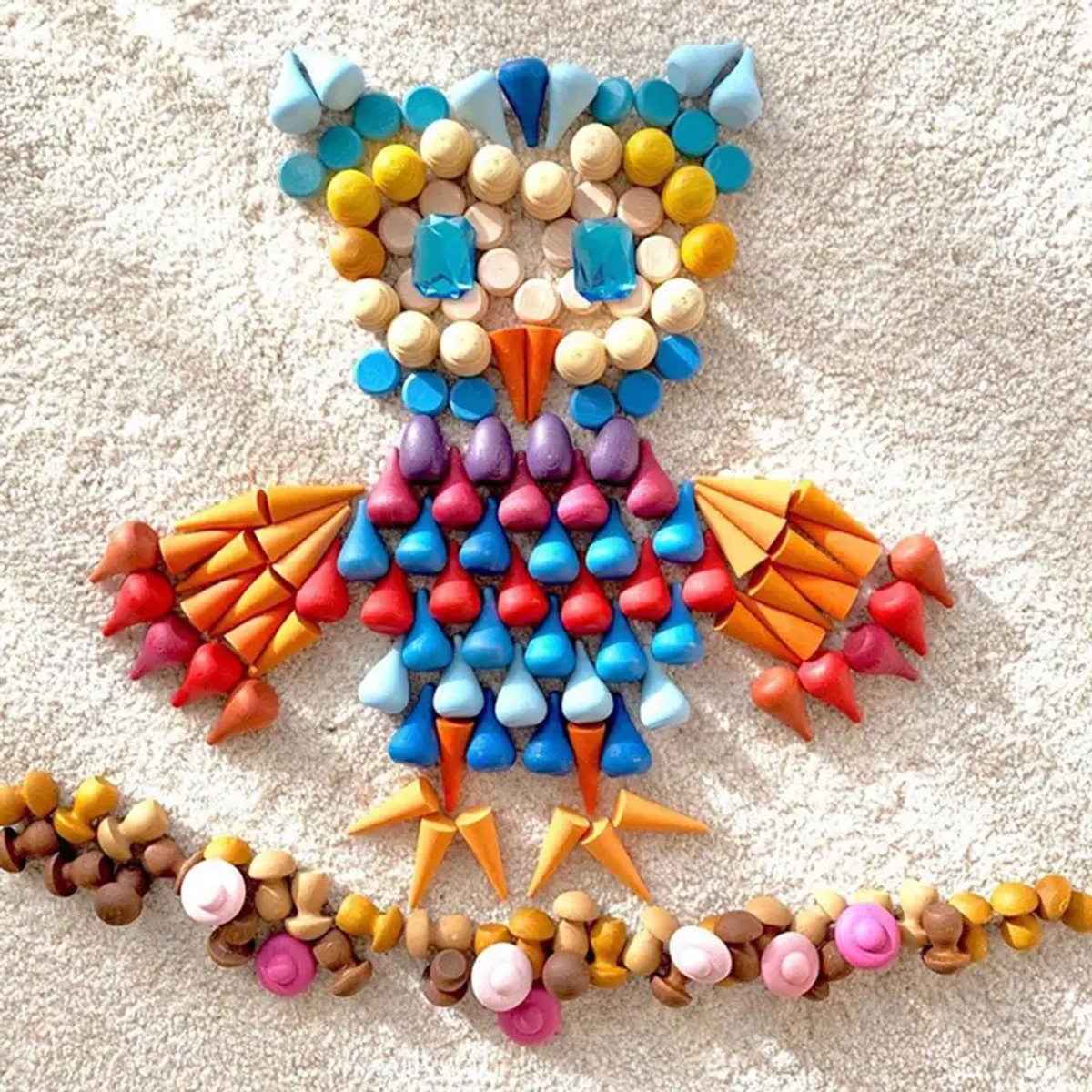 Houten mandela figuren - Loose parts - 324 stuks - Open einde speelgoed - Educatief montessori speelgoed - Grapat en Grimms styleMandela figuren - 324 stuks