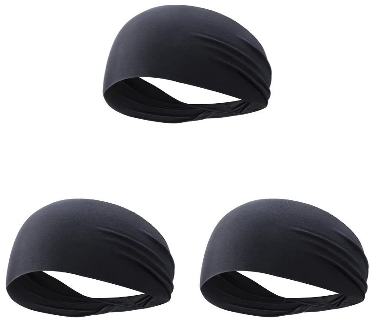 WiseGoods Premium 3 Sport Haarbanden - Elastische Antislip Hoofdbanden Dames & Heren - Haarband Hardlopen / Yoga / Fitness - Zwart