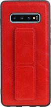 Grip Stand Hardcase Backcover voor Samsung Galaxy S10 Plus - Rood