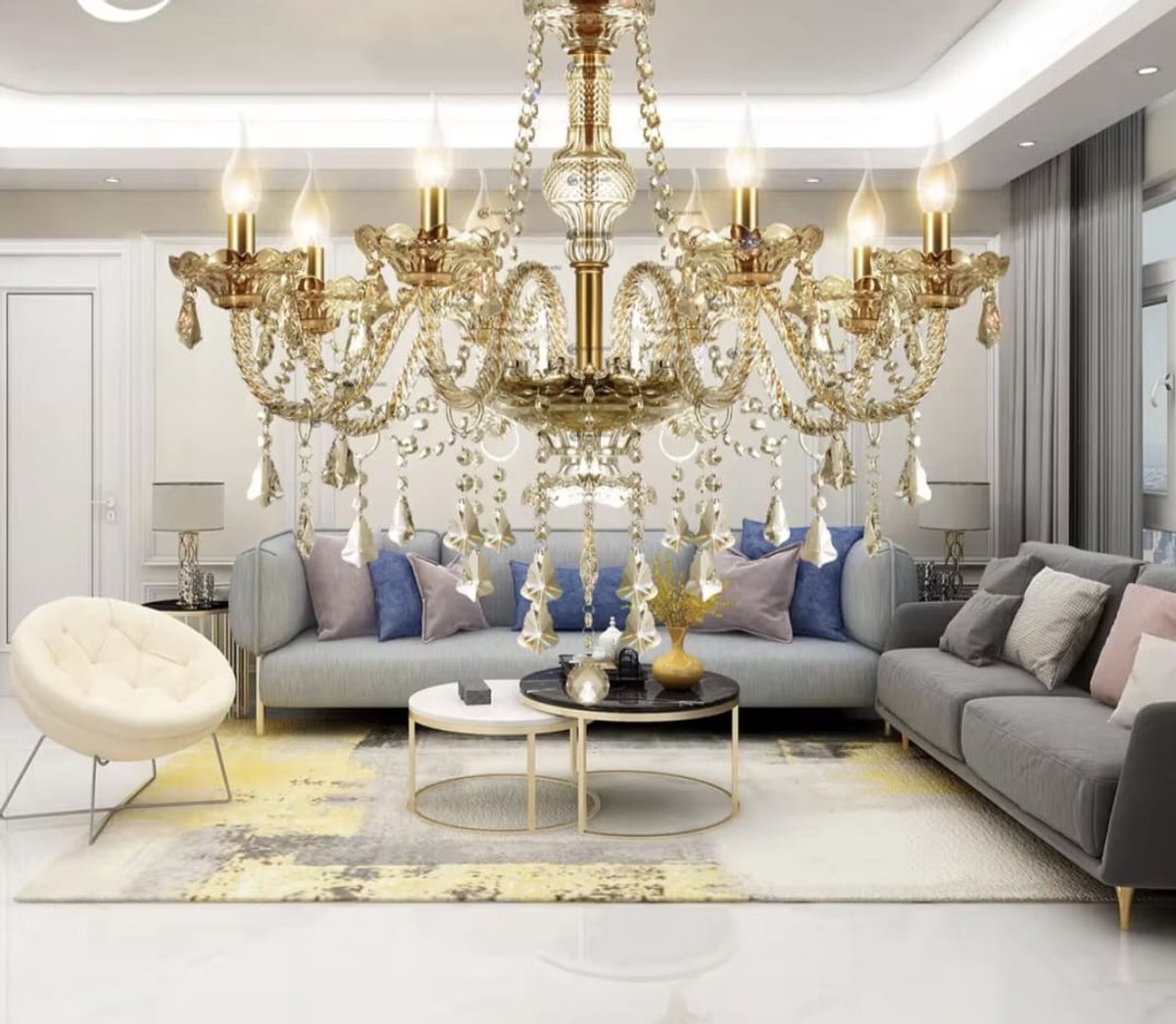 10 Arm Kristallen Kroonluchter - Crystal Chandelier - Goud - Hanglamp - Woonkamerlamp - Moderne lamp - Plafonniere
