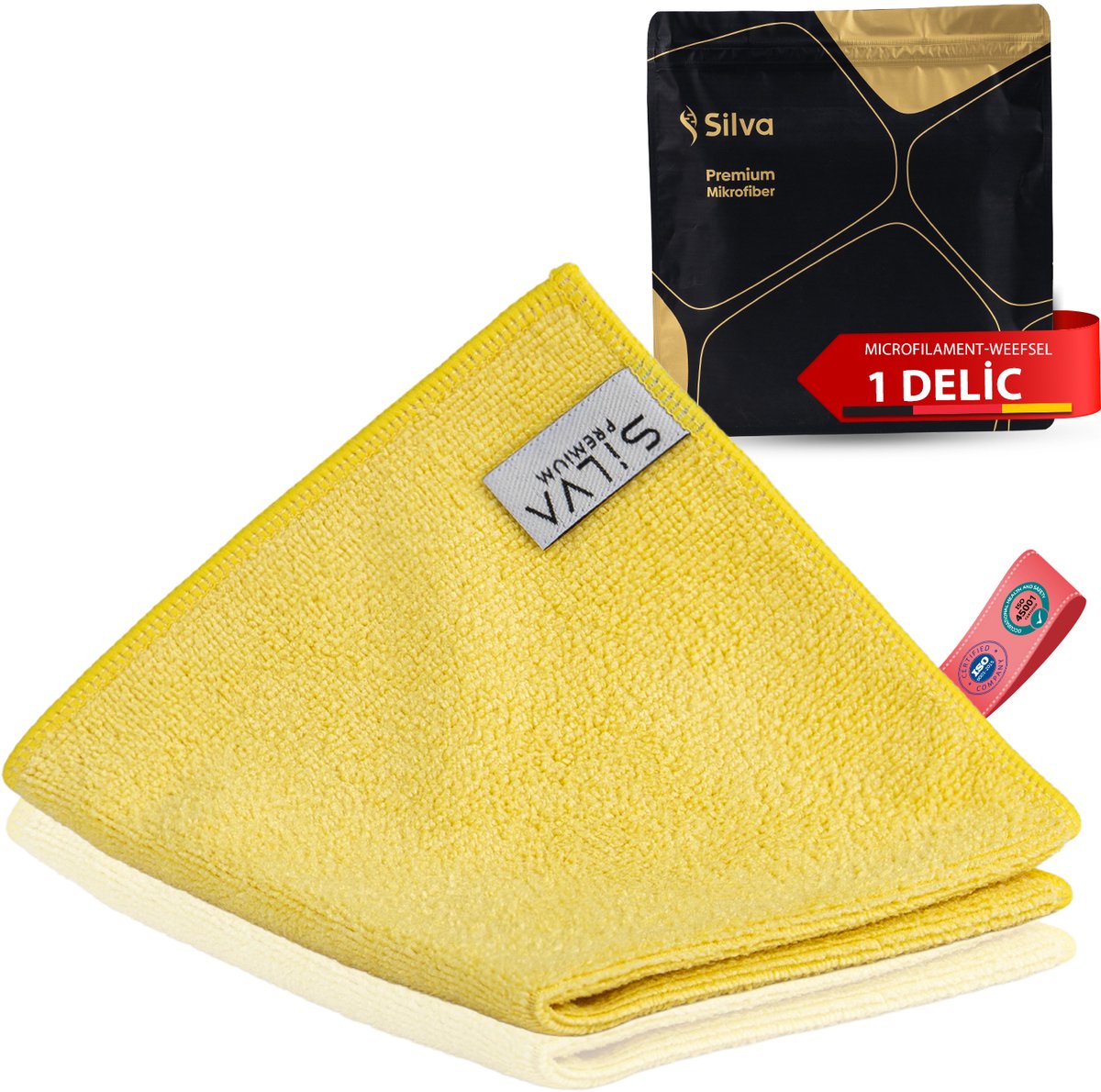 Goedkoopste Silva Microvezel Schoonmaakdoek Geel - Keukendoek 30 x 28 cm - Vaatdoek - Reinigingsdoek