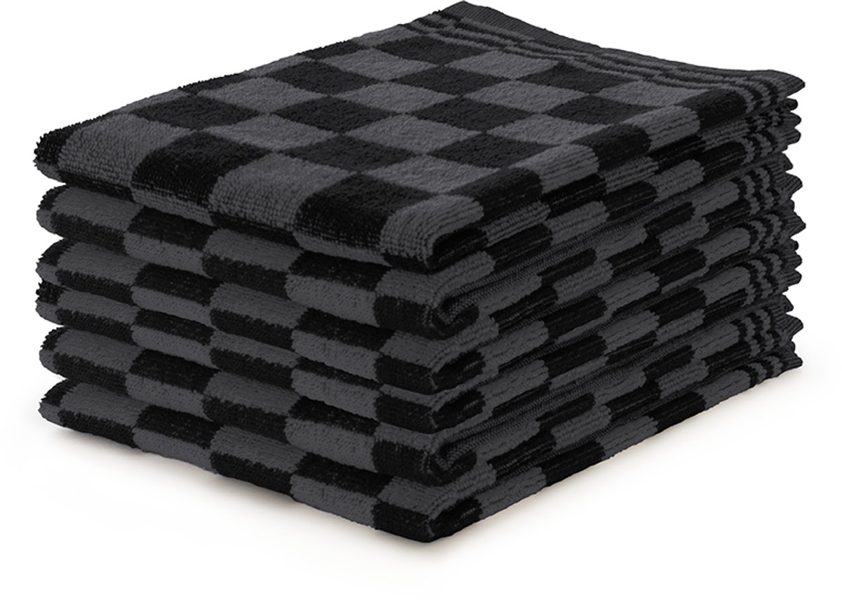 LINNICK Keukendoeken Set Blok Zwart – 50x50 – Set van 6 – Geblokt – Blokdoeken – 100% katoen – Keukendoek – handdoeken