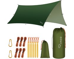 Ryaco Outdoor Tentzeil - Campingzeil - Zonnescherm met Opbergtas - Waterdicht - UV-Bestendig - Tarps voor kamperen - 3-4 Personen - 290 x 350 cm - Donker Groen