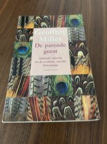 Boek kaft met collage van veren, met titel "De parende geest" door Geoffrey Miller.