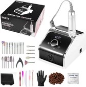 SHATY® Draadloze Nagelfrees Set – 35.000RPM Elektrische Nagelvijl voor Manicure & Pedicure – Inclusief 25 Bitjes, 100 Schuurrolletjes, Voetpedaal & 9 Accessoires