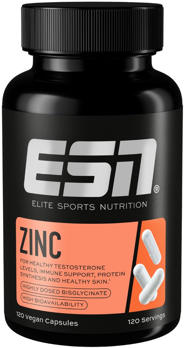 ESN Zink, 120 Capsules, Zinkbisglycinaat, 25 mg Zink per Capsule - Vegan