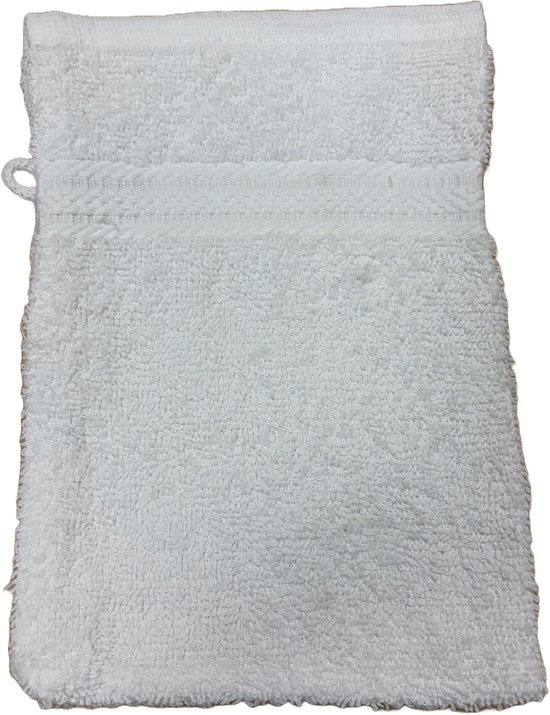 Gant de toilette 450 gr/ m2 - 100 % Katoen - Wit - 16 x 21 cm - Lot de 12 Débarbouillettes de toilette