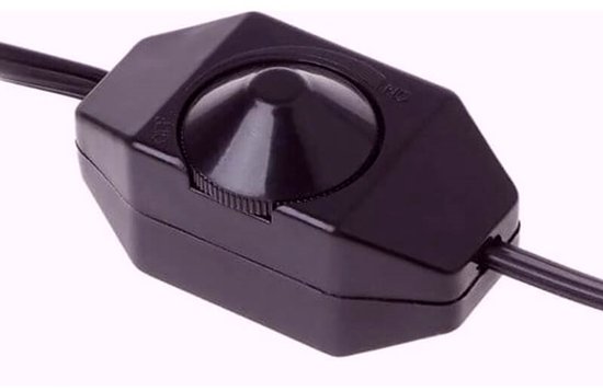 Zwarte thermostaatschakelaar met draaiknop voor het instellen van de temperatuur.