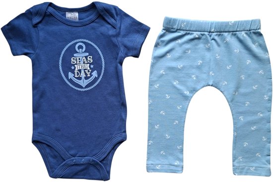 Kraamcadeau pakket - unisex - blauw - sailor - bootjes - Kraammand - Babycadeau - zeilen - Babyshowercadeau - legging van BamBam — afbeelding 2