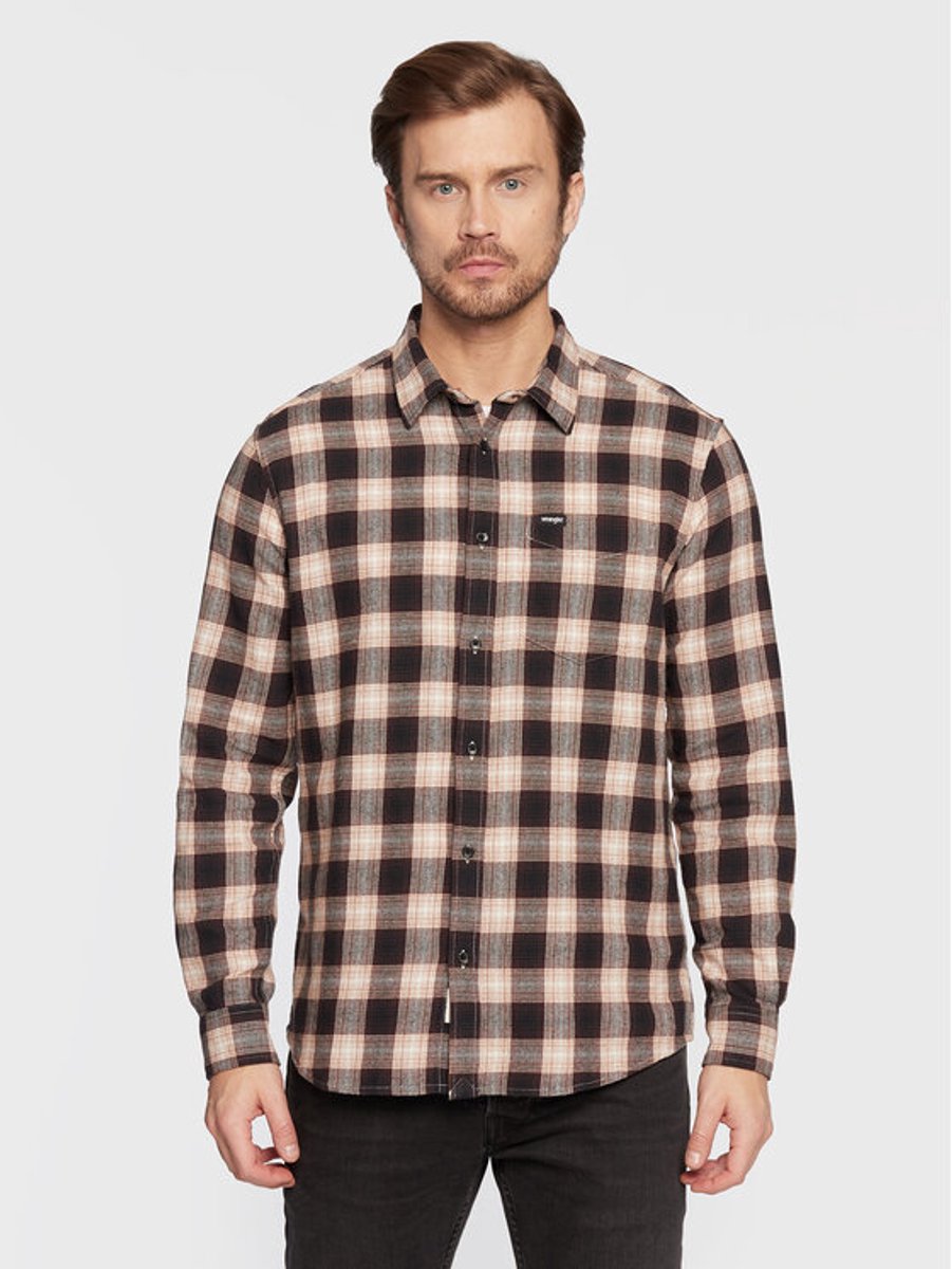 Wrangler 1 pocket shirt S Zwart
