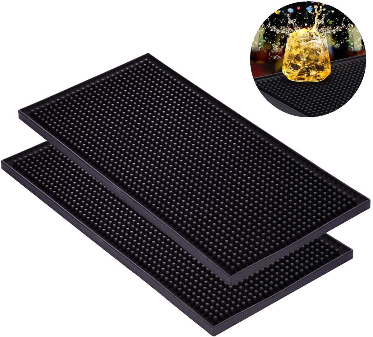 Unyqoos® Rubberen Afdruipmat Set van 2 met Antislip Eigenschappen voor Bar, Keuken en Restaurant Gebruik