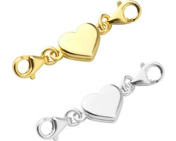 Heart Shaped Magnetic Clasps - 2pcs Silver and Gold Double Bracelet Carabiner Alloy Jewelry Chain Extender - DIY Accessories voor het Maken van Sieraden