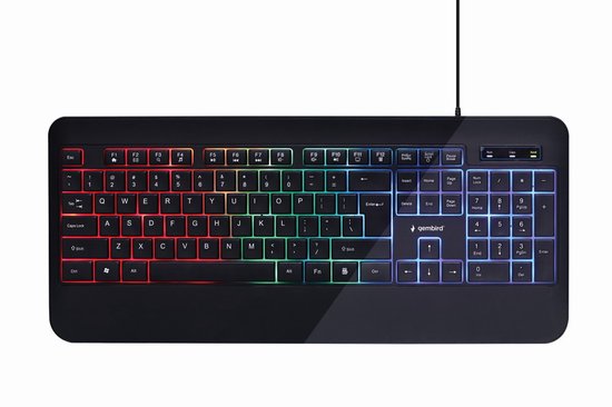 Gembird Gaming toetsenbord - RGB Led verlichting - Ultra slim Gaming keyboard voor Gaming PC