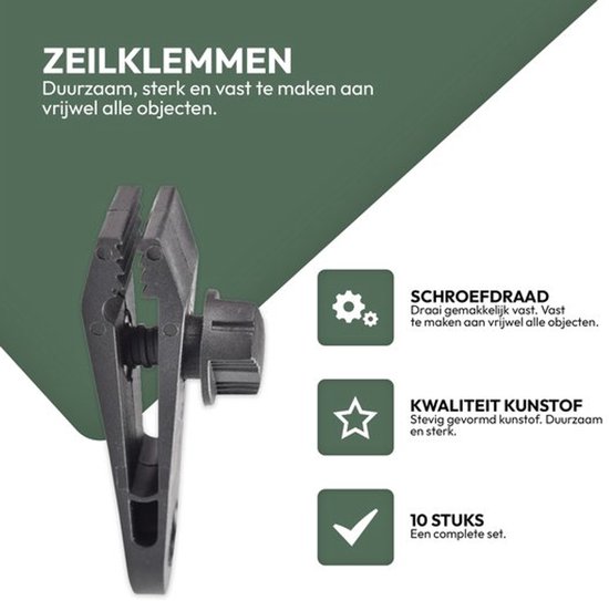 Dekzeilclips 10 stuks - tentclip luifelclip - campingluifelclip - dekzeilclip dekzeilclip - outdoor activiteitenclip luifel - zwart Zeilklemmen — afbeelding 4
