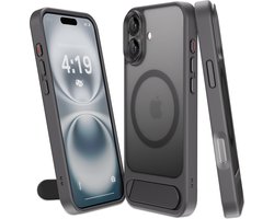 My Case Hoesje – Geschikt voor iPhone 16 - Geschikt voor MagSafe – Telefoonstandaard – Zwart - Stijlvol, Shockbestendig, Praktisch
