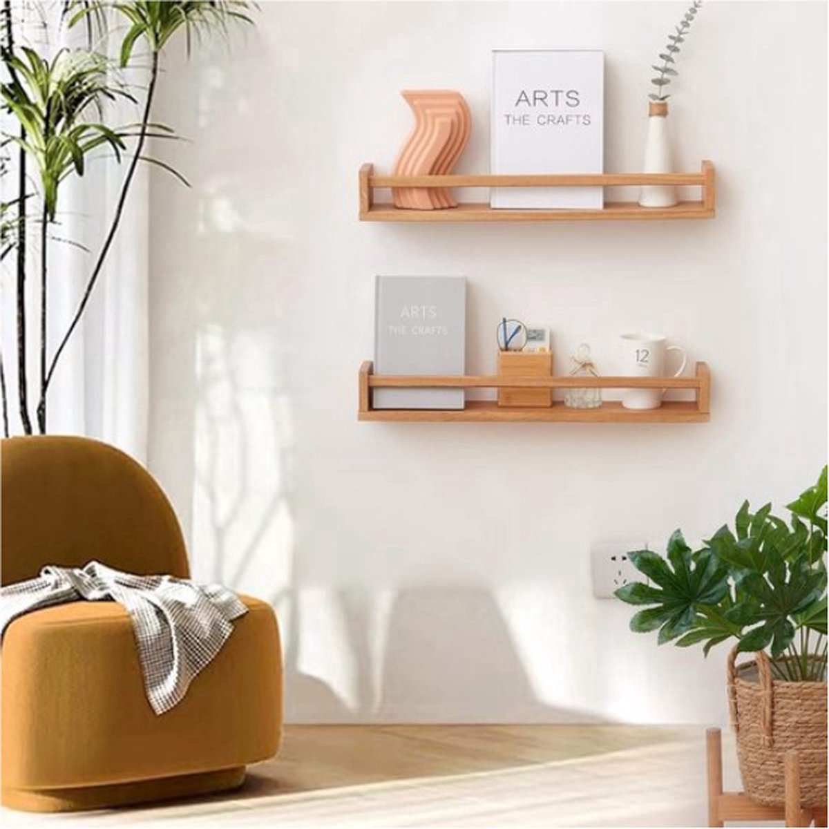 Cam Cam wandplank met haken Harlequin – wit