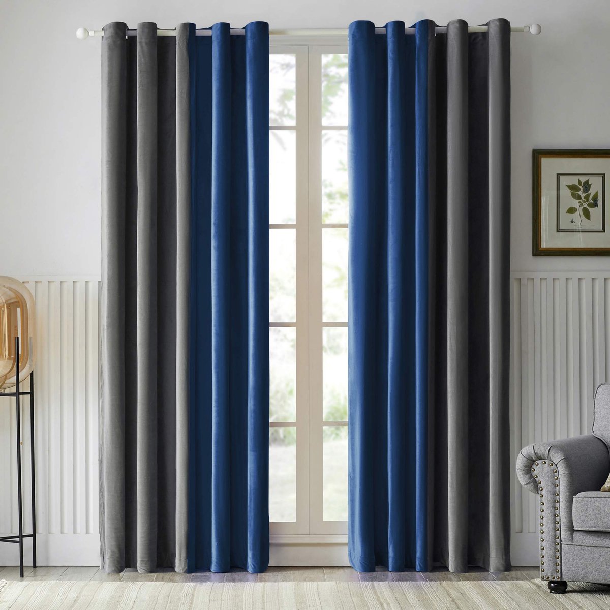 Unyqoos Verduisteringsgordijnen van hoogwaardig fluweel met ringen voor optimale privacy en comfort grijs blauw