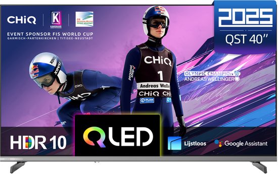 CHIQ L40QST - Téléviseur Smart 40 pouces - QLED Pro Google TV - Full HD 1080p - Design Métal sans bordure - Dolby Audio - Nouveauté 2025