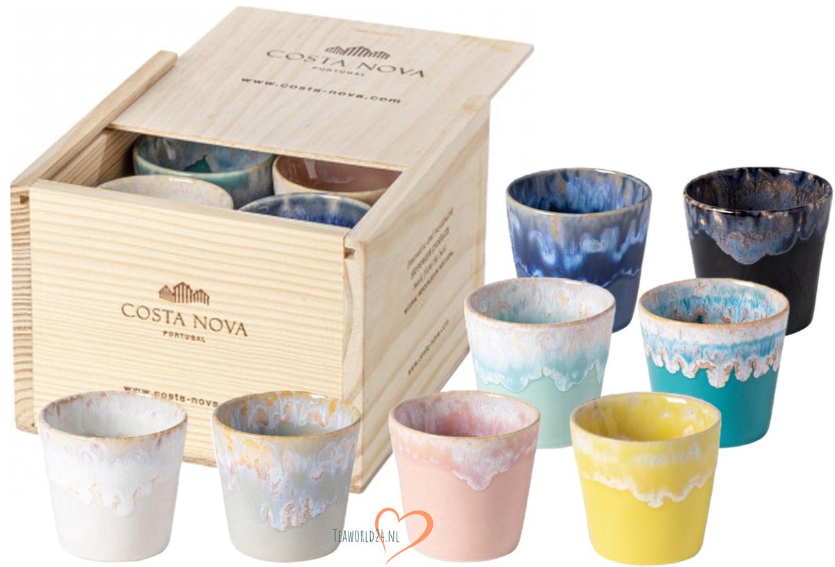 Costa Nova Grespresso - 8 lungo kopjes 210ml in houten giftbox
