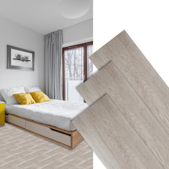 Ensemble de stratifiés PVC autocollants (42 pièces, 6 m²) imperméables et antirouille pour Cuisine , salon et balcon, Chêne Wit