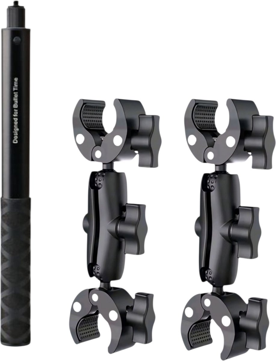 Motorcycle Mount Voor Insta360 one X5- Motor bundle 4 Insta360 - Dubbele klem - Selfie Stick 1.1m- Upgrade Moto Mount - Motorcycle - Motor Insta360 One X5- Insta360 X5 X4 X3 X2 X R GO Ace GO3 GO - Onzichtbare Selfie Stick -Motor Mount