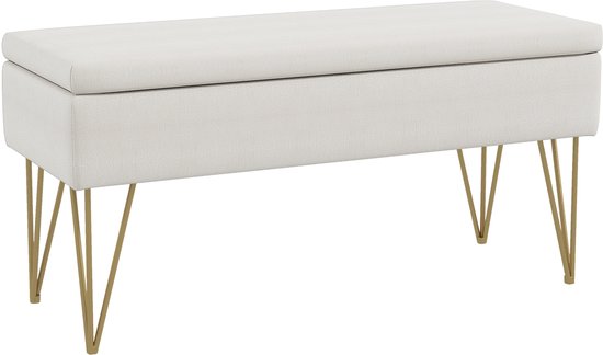HOMCOM zitbank bedbank, gestoffeerd, met opbergruimte, linnen-look