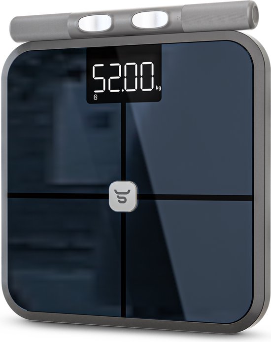 Pèse-personne numérique Sacoma - Pèse-personnes connectée avec analyse corporelle 28x - Application et poignée incluses