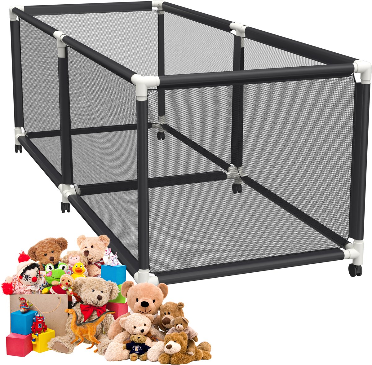 1200L Opbergcontainer voor speelgoed - Sportartikelen Opbergwagen - Multifunctionele Organizer - Zwembad Opbergbox - van PVC-buis + ademend gaas - met Wielen