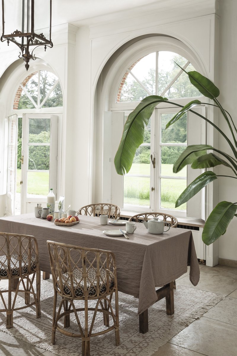 WOW Tafellaken 65% katoen - 35% linnen | Essence Sable | Tafellaken Bruin | 150x250cm