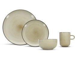 Salt & Pepper Serviesset Meridian - Ivoor - 16-delig voor 4 personen - Dinerborden, ontbijtborden en kommen - Modern design - Keramiek - Tafelservies - Keuken accessoires